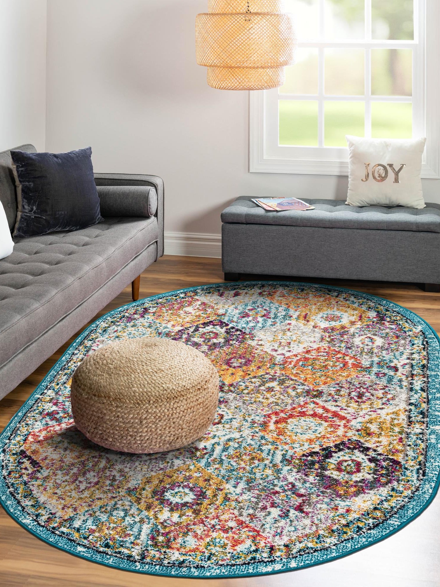 Multicolor 3' 1 x 5' 3 Penrose Oval Area Rug
