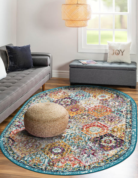 Multicolor 3' 1 x 5' 3 Penrose Oval Area Rug Classic Durable Stain Resistant Easy Clean Carpet for Traditional Indoor Home Decor for Sale at Rug Engine