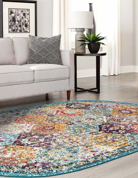 Multicolor 4' 1 x 6' 1 Penrose Oval Area Rug Classic Durable Stain Resistant Easy Clean Carpet for Traditional Indoor Home Decor for Sale at Rug Engine