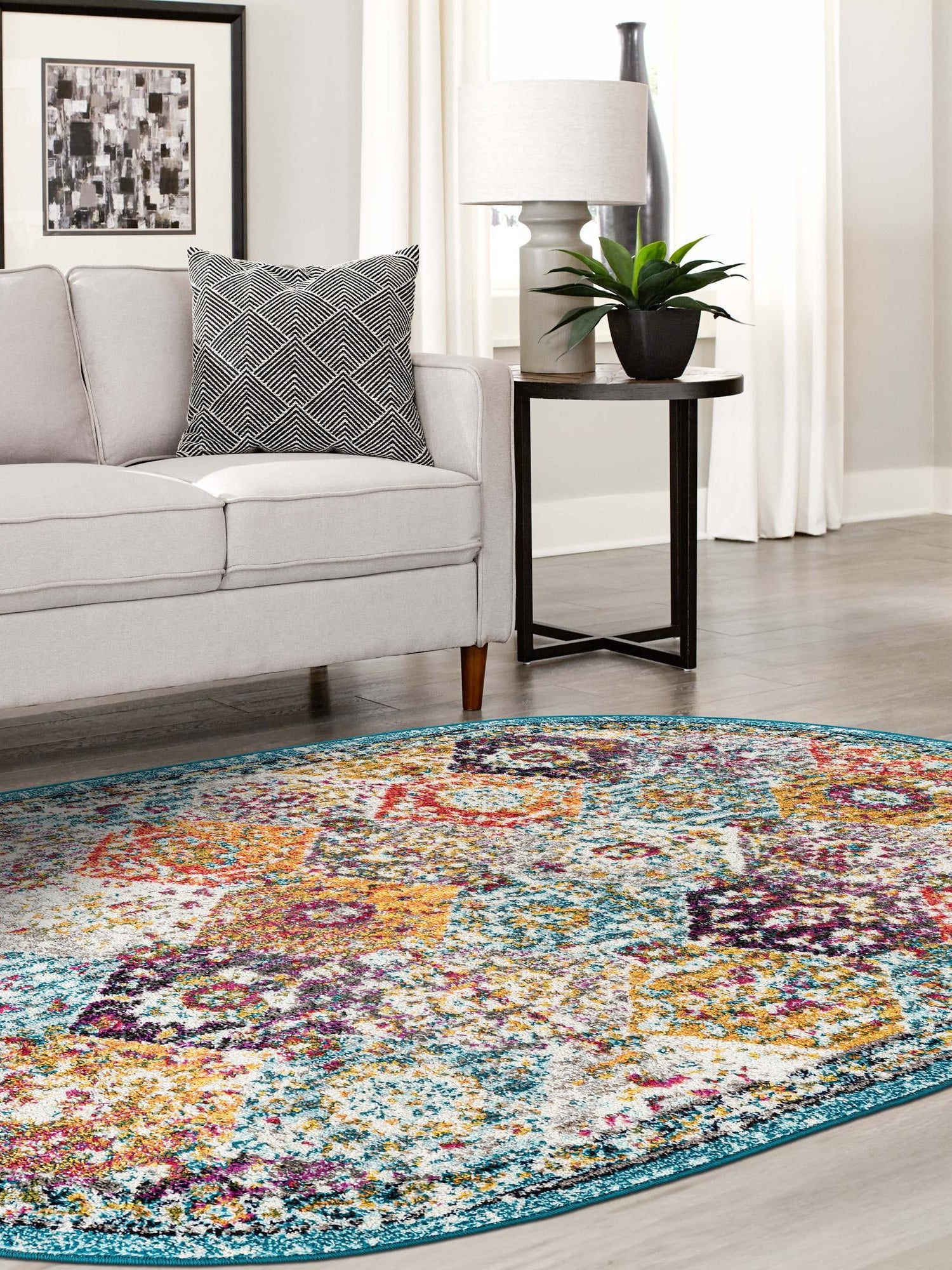 Multicolor 3' 1 x 5' 3 Penrose Oval Area Rug