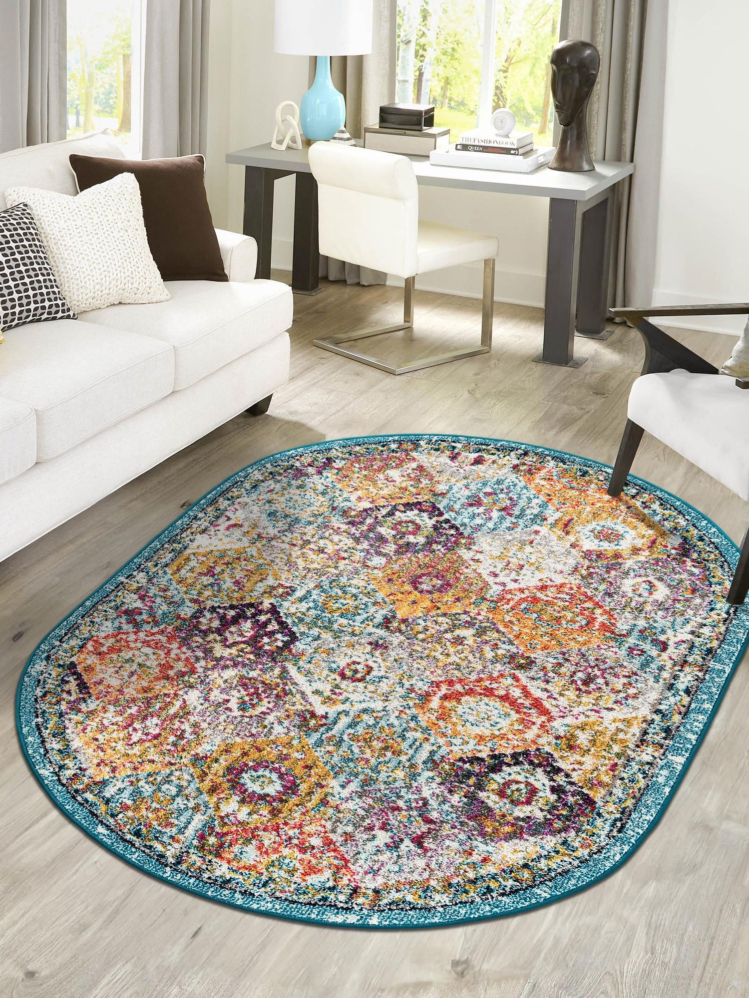 Multicolor 3' 1 x 5' 3 Penrose Oval Area Rug