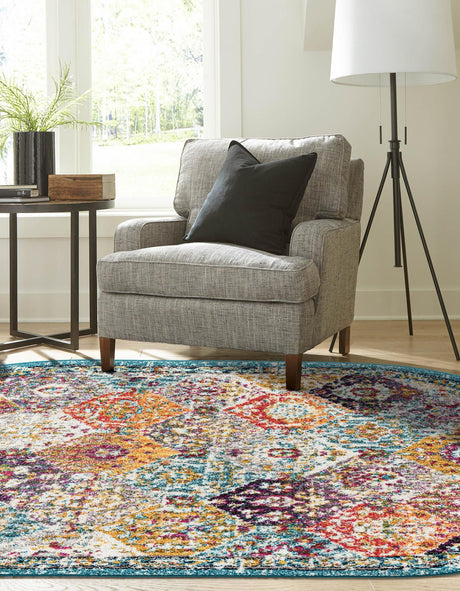 Multicolor 4' 1 x 6' 1 Penrose Oval Area Rug Classic Durable Stain Resistant Easy Clean Carpet for Traditional Indoor Home Decor for Sale at Rug Engine