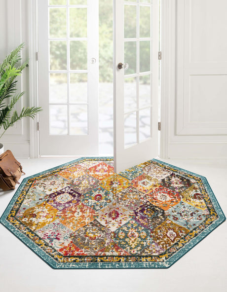 Multicolor 6' 1 x 6' 1 Penrose Octagon Area Rug Classic Durable Stain Resistant Easy Clean Carpet for Traditional Indoor Home Decor for Sale at Rug Engine
