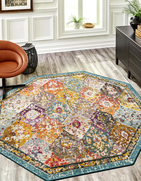 Multicolor 6' 1 x 6' 1 Penrose Octagon Area Rug Classic Durable Stain Resistant Easy Clean Carpet for Traditional Indoor Home Decor for Sale at Rug Engine