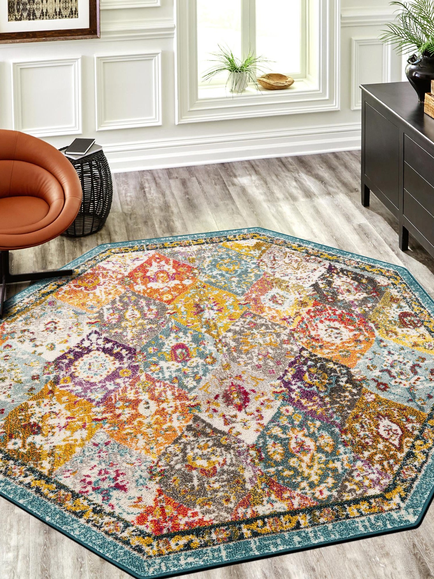 Multicolor 7' 10 x 7' 10 Penrose Octagon Area Rug