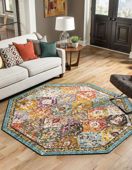 Multicolor 6' 1 x 6' 1 Penrose Octagon Area Rug Classic Durable Stain Resistant Easy Clean Carpet for Traditional Indoor Home Decor for Sale at Rug Engine