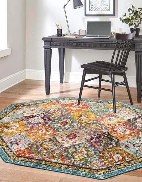 Multicolor 6' 1 x 6' 1 Penrose Octagon Area Rug Classic Durable Stain Resistant Easy Clean Carpet for Traditional Indoor Home Decor for Sale at Rug Engine