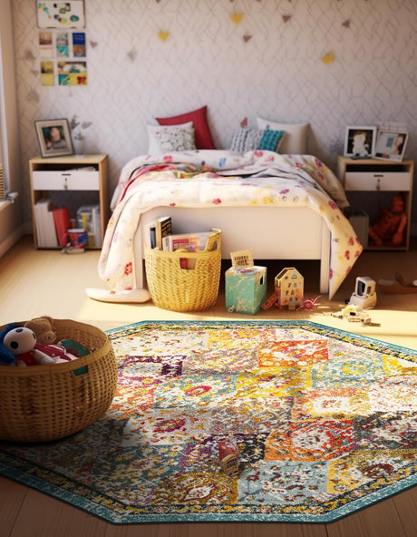 Multicolor 6' 1 x 6' 1 Penrose Octagon Area Rug Classic Durable Stain Resistant Easy Clean Carpet for Traditional Indoor Home Decor for Sale at Rug Engine