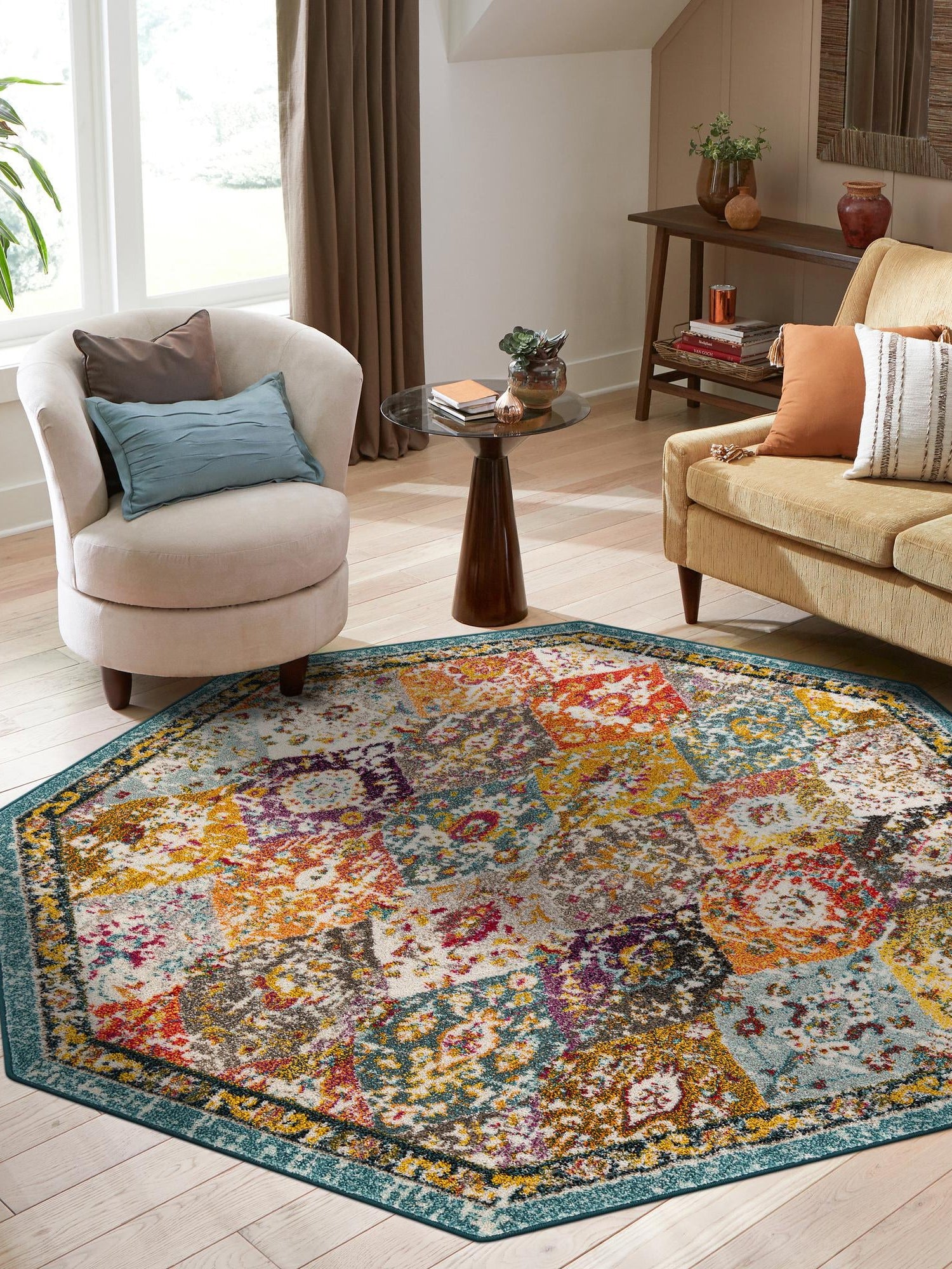Multicolor 6' 1 x 6' 1 Penrose Octagon Area Rug
