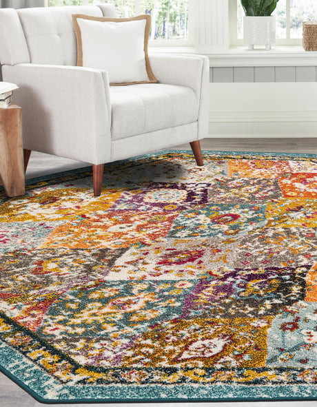 Multicolor 6' 1 x 6' 1 Penrose Octagon Area Rug Classic Durable Stain Resistant Easy Clean Carpet for Traditional Indoor Home Decor for Sale at Rug Engine