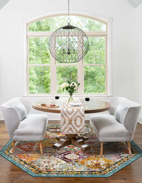 Multicolor 6' 1 x 6' 1 Penrose Octagon Area Rug Classic Durable Stain Resistant Easy Clean Carpet for Traditional Indoor Home Decor for Sale at Rug Engine