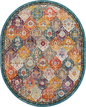 Multicolor 7' 10 x 10' Penrose Oval Area Rug