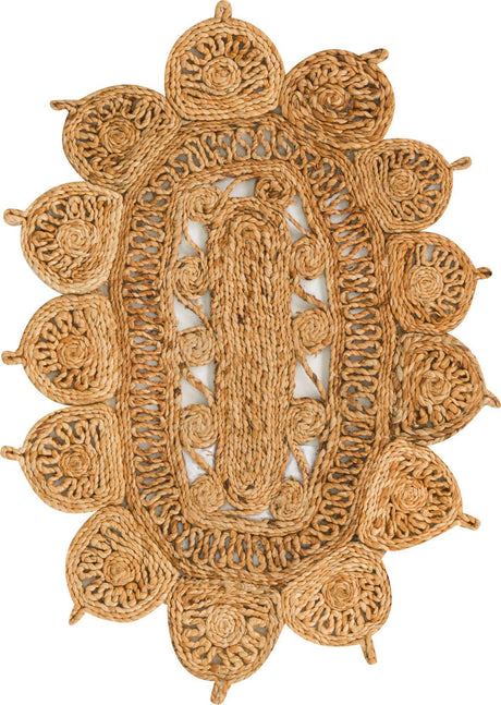 Natural 2' x 3' 1 Braided Jute Oval Rug