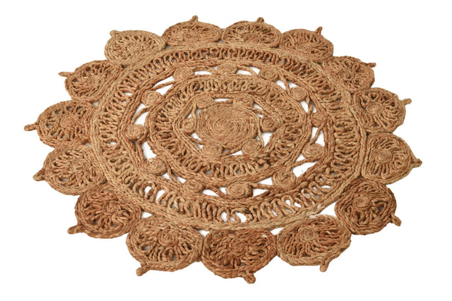 Natural 3' 1 x 3' 1 Braided Jute Round Rug