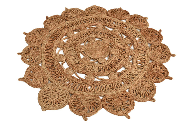 Natural 3' 1 x 3' 1 Braided Jute Round Rug