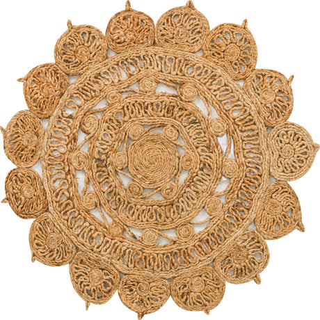 Natural 3' 1 x 3' 1 Braided Jute Round Rug