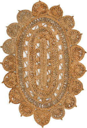 Natural 3' 1 x 5' 1 Braided Jute Oval Rug
