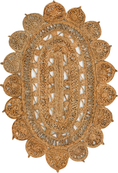 Natural 3' 1 x 5' 1 Braided Jute Oval Rug