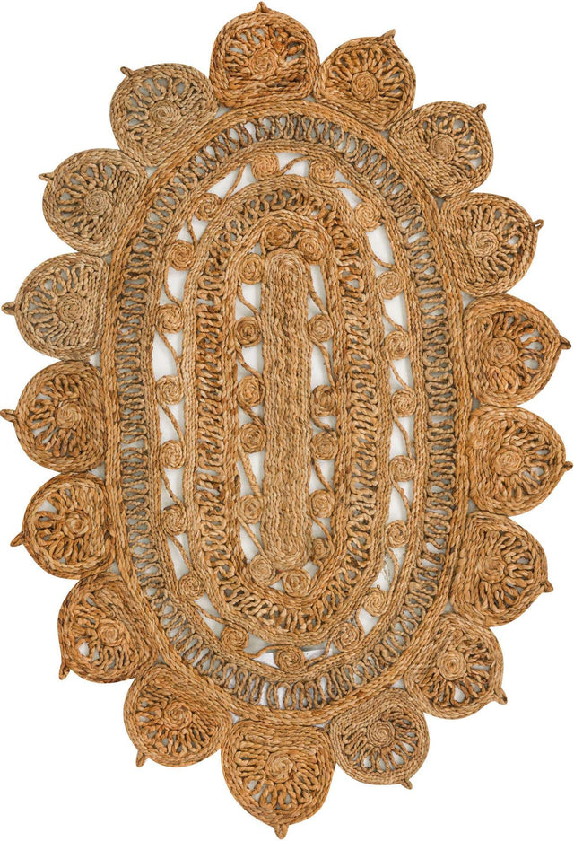 Natural 3' 1 x 5' 1 Braided Jute Oval Rug