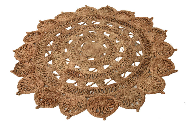 Natural 4' 1 x 4' 1 Braided Jute Round Rug