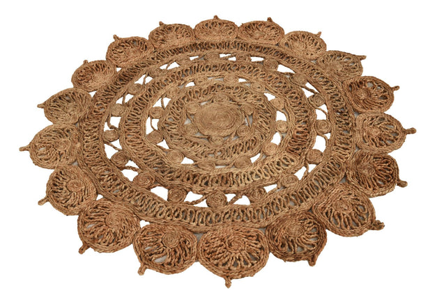Natural 4' 1 x 4' 1 Braided Jute Round Rug