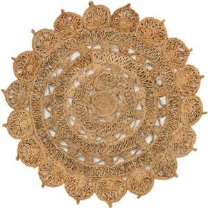 Natural 4' 1 x 4' 1 Braided Jute Round Rug