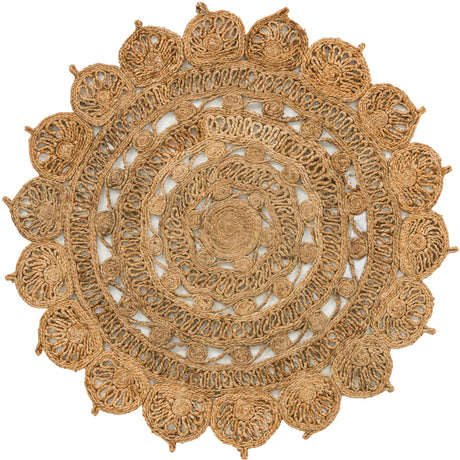 Natural 4' 1 x 4' 1 Braided Jute Round Rug