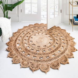 Natural 3' 1 x 3' 1 Braided Jute Round Rug