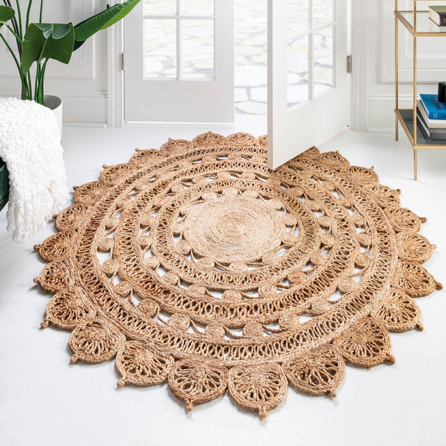 Natural 3' 1 x 3' 1 Braided Jute Round Rug
