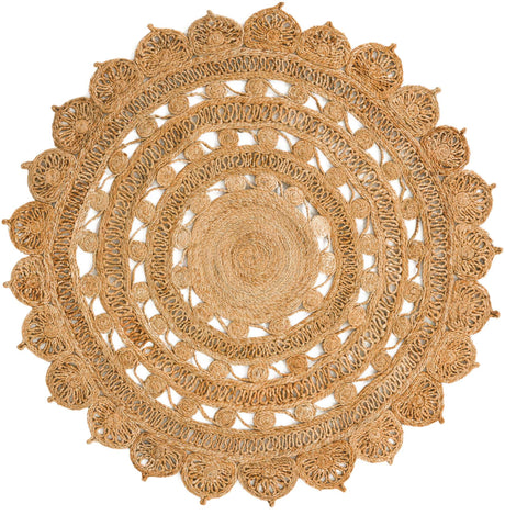 Natural 5' 1 x 5' 1 Braided Jute Round Rug