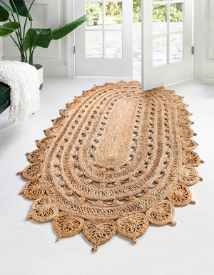 Natural 3' 1 x 5' 1 Braided Jute Oval Rug