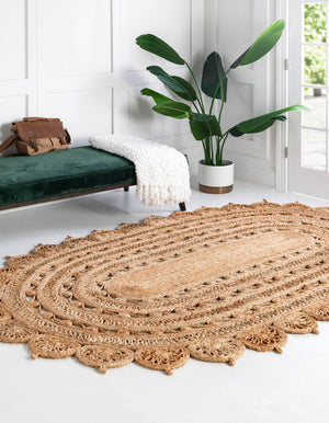 Natural 4' 1 x 6' 1 Braided Jute Oval Rug