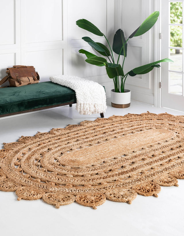 Natural 4' 1 x 6' 1 Braided Jute Oval Rug
