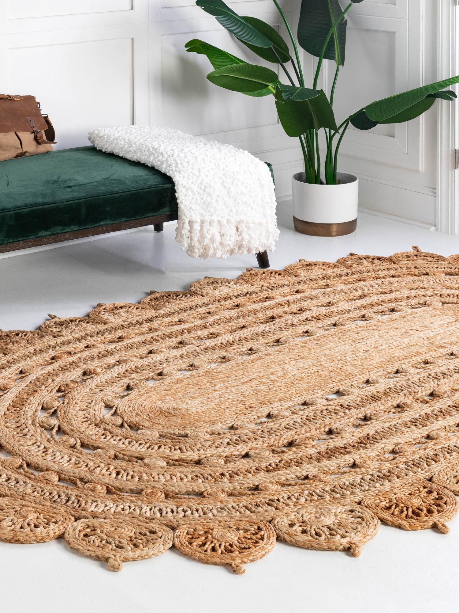 Natural 3' 1 x 5' 1 Braided Jute Oval Area Rug 100% Jute Hand Braided Natural Eco-Friendly Boho Style Carpet for Living Rooms Dining Office Space Dorms for Sale at Rug Engine