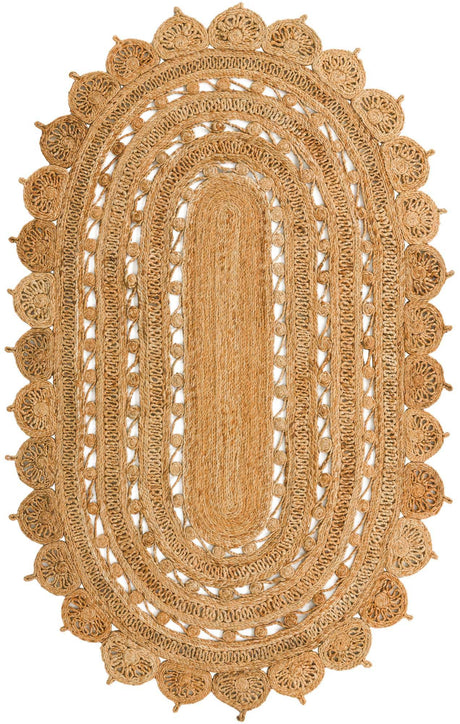 Natural 5' 1 x 8' Braided Jute Oval Rug