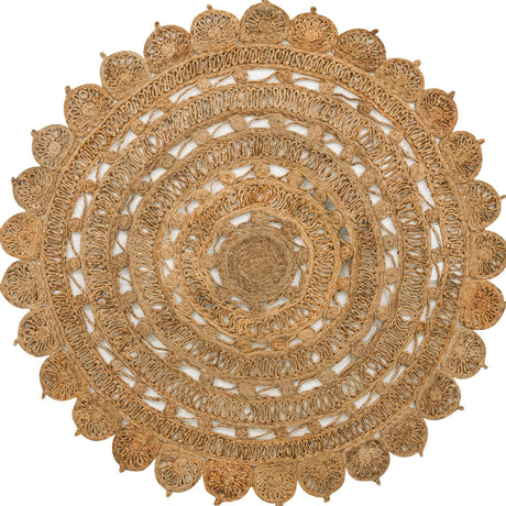 Natural 6' 1 x 6' 1 Braided Jute Round Rug