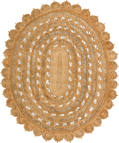Natural 8' x 10' Braided Jute Oval Rug
