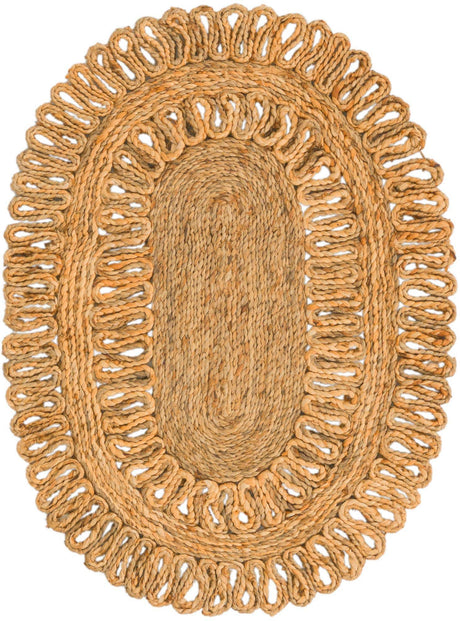 Natural 2' x 3' 1 Braided Jute Oval Rug