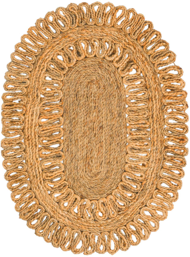 Natural 2' x 3' 1 Braided Jute Oval Rug