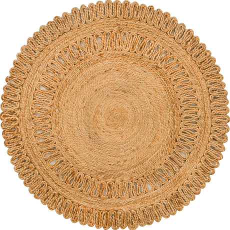 Natural 3' 1 x 3' 1 Braided Jute Round Rug