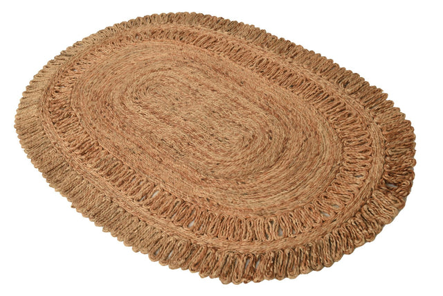 Natural 3' 1 x 5' 1 Braided Jute Oval Rug