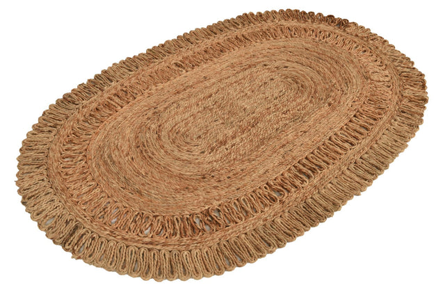 Natural 3' 1 x 5' 1 Braided Jute Oval Rug