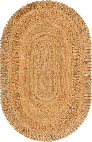 Natural 3' 1 x 5' 1 Braided Jute Oval Rug