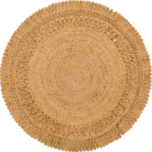 Natural 4' 1 x 4' 1 Braided Jute Round Rug
