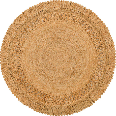 Natural 4' 1 x 4' 1 Braided Jute Round Rug