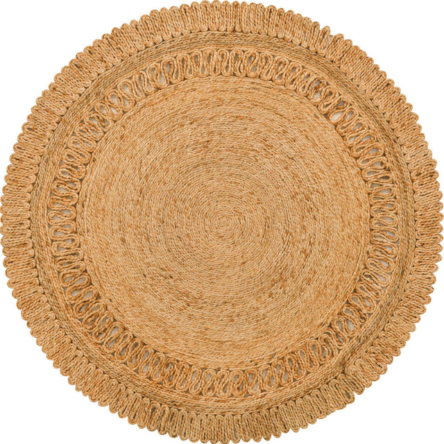 Natural 4' 1 x 4' 1 Braided Jute Round Rug