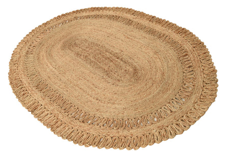 Natural 4' 1 x 6' 1 Braided Jute Oval Area Rug 100% Jute Hand Braided Natural Eco-Friendly Boho Style Carpet for Living Rooms Dining Office Space Dorms for Sale at Rug Engine