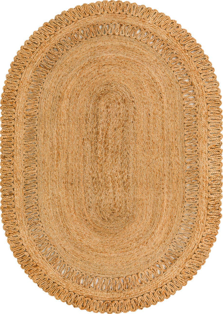 Natural 4' 1 x 6' 1 Braided Jute Oval Rug