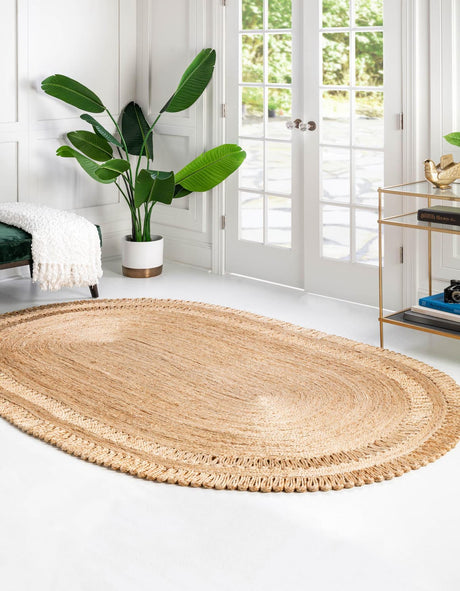 Natural 4' 1 x 6' 1 Braided Jute Oval Rug