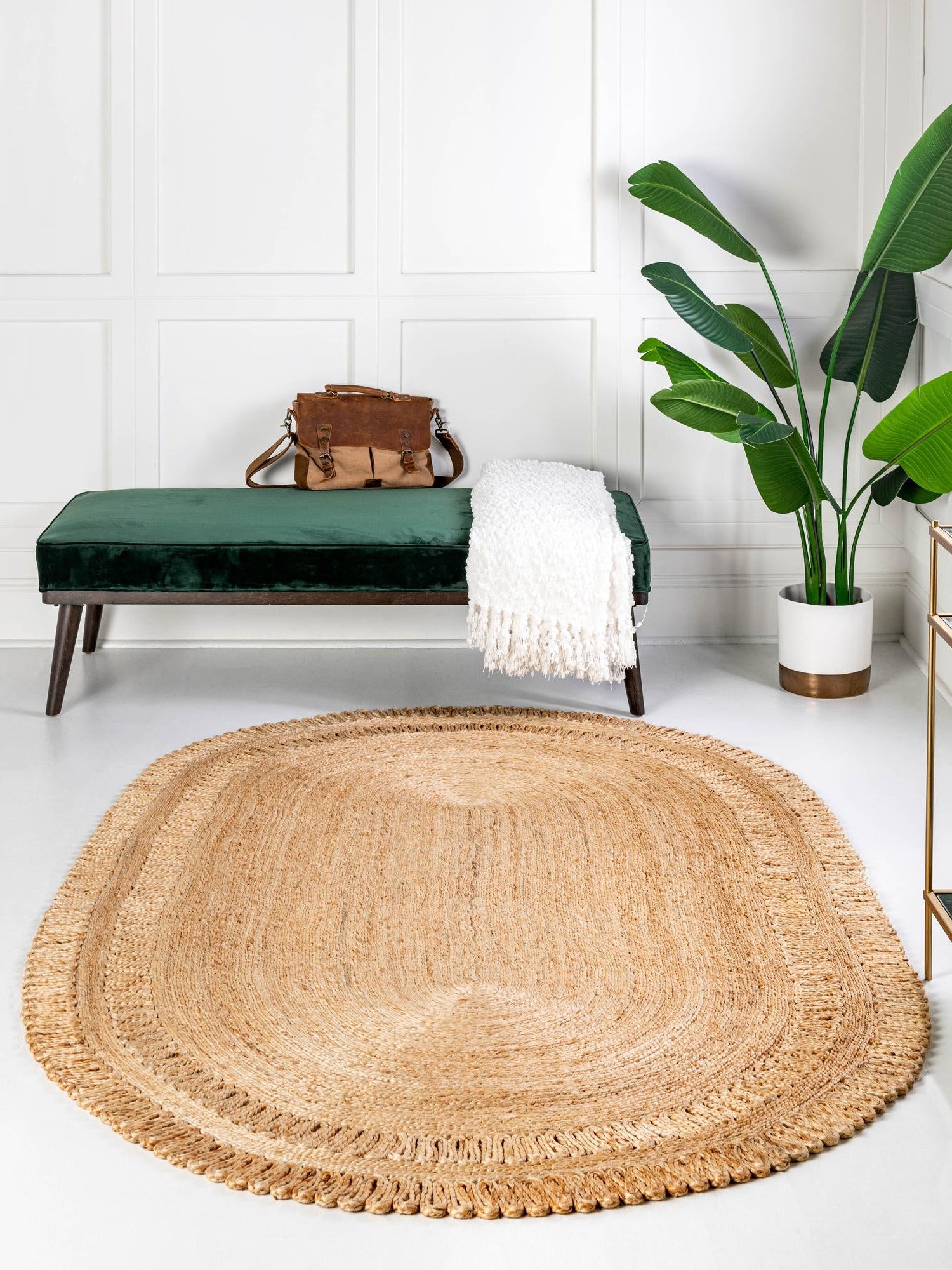 Natural 7' 10 x 10' Braided Jute Oval Area Rug 100% Jute Hand Braided Natural Eco-Friendly Boho Style Carpet for Living Rooms Dining Office Space Dorms for Sale at Rug Engine